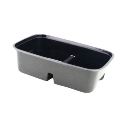 KK 1500ML 2-COMPARTMENT RECTANGULAR CONTAINER BLACK 236X155X68MM (50PCS X 5SLV)