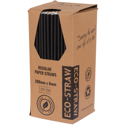 PAPER REGULAR STRAW BLACK (250PCS X 10BOX)