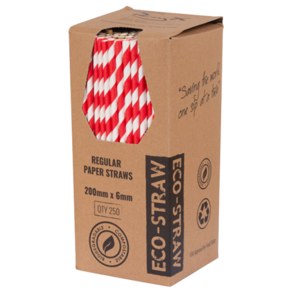 PAPER REGULAR STRAW STRIPE RED (250PCS X 10BOX)