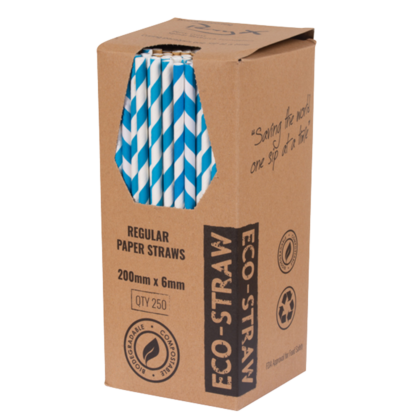 PAPER REGULAR STRAW STRIPE BLUE (250PCS X 10BOX)