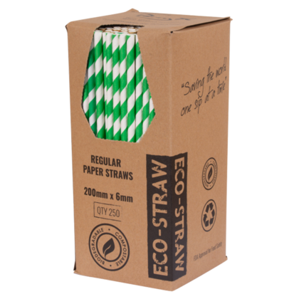 PAPER REGULAR STRAW STRIPE GREEN (250PCS X 10BOX)
