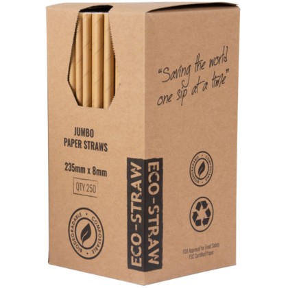 ECO PAPER JUMBO STRAW KRAFT (250PCS X 10PACK)