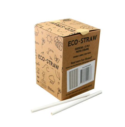 ECO PAPER COCKTAIL STRAW PLAIN WHITE (250PCS X 10BOX)