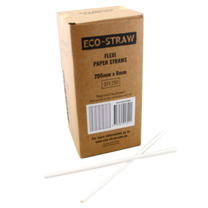 ECO PAPER STRAW FLEXIBLE WHITE (250PCS X 10BOX)