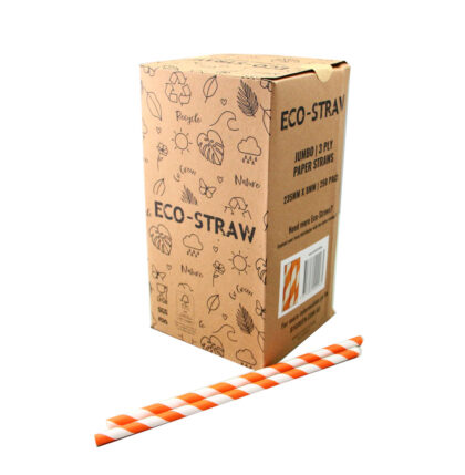 ECO PAPER JUMBO STRAW ORANGE/WHITE (250PCS X 10PACK)