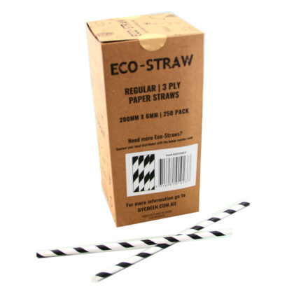 ECO PAPER WRAP PAPER REGULAR STRAW BLACK/WHITE STRIPE (2000PCS/CTN)
