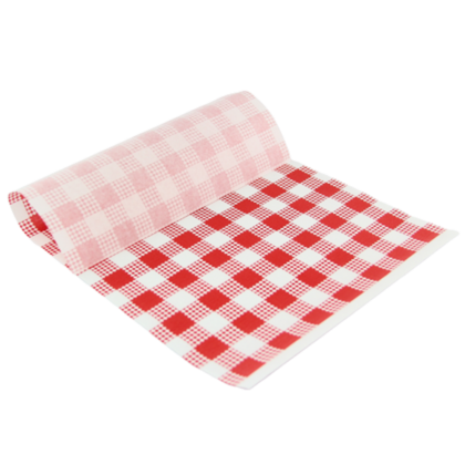 SP 1/4 SIZE RED CHECK GREASEPROOF PAPER 200x330 200SHEETS