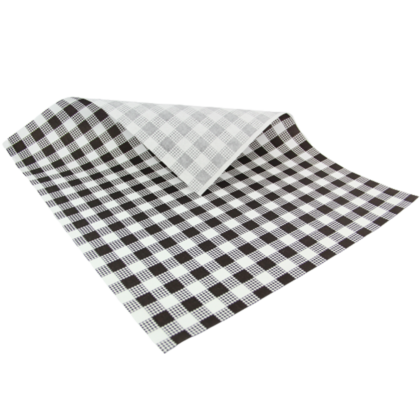 SP 1/2 SIZE BLACK CHECK GREASEPROOF PAPER 400x330 200SHEETS
