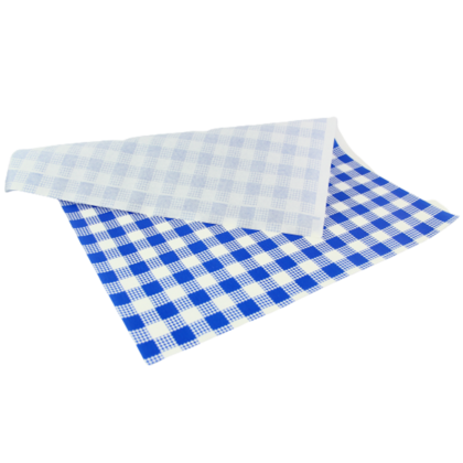 SP 1/2 SIZE BLUE CHECK GREASEPROOF PAPER 400x330 200SHEETS